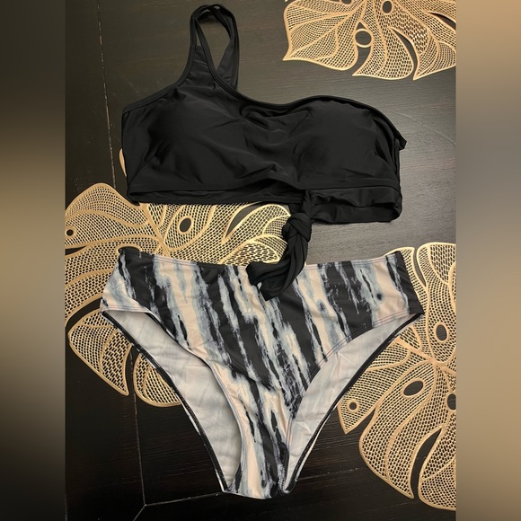 Vbeasiiy Women's One Shoulder High Waisted Double Shoulder Straps - Picture 4 of 6